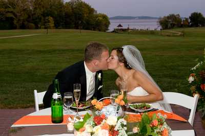 Bride and Groom Kissing